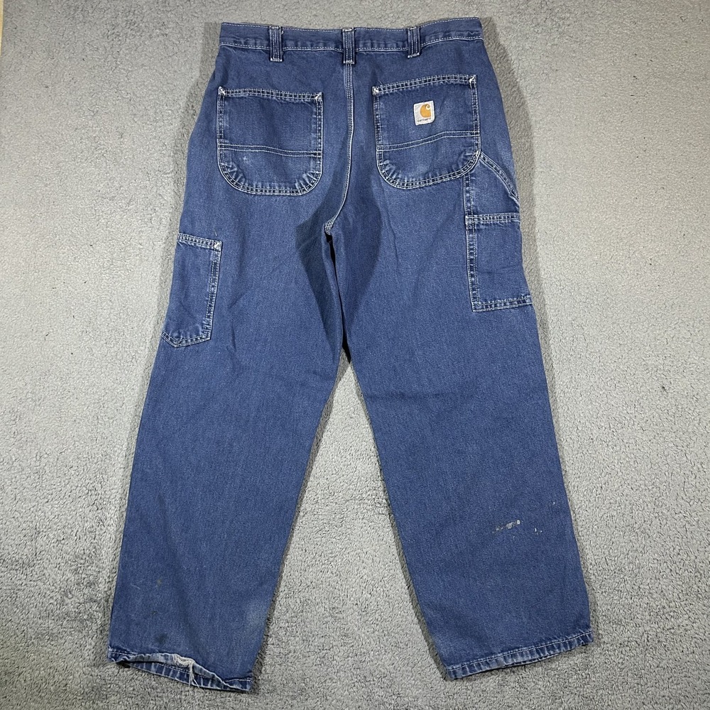 Carhartt Men's Jeans Dungaree Fit Denim Work Pants Blue Cotton 34x30 #3883 - Picture 4 of 9